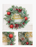 Couronne de Noël Ronde en Bois et PVC, 35/40 cm, Prête à Poser sur Porte pour Décoration de Noël - Meilleure Vente