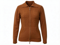 Cardigan en tricot zippé pour femme, col rabattu, manches longues, coupe ajustée, veste décontractée
