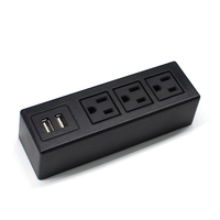 Multiprise flexible amovible avec 3 prises CA, 2 ports USB, câble de 1 m, matériau PC ignifuge, prise US, pour bureau et domicile