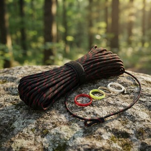 Cordon de parachute en polyester/nylon rouge à 10 brins de 4 mm, résistance de 550 lb, longueur de 100 pieds, double couche, durable pour l'escalade en plein air et les voyages - Product Image 6