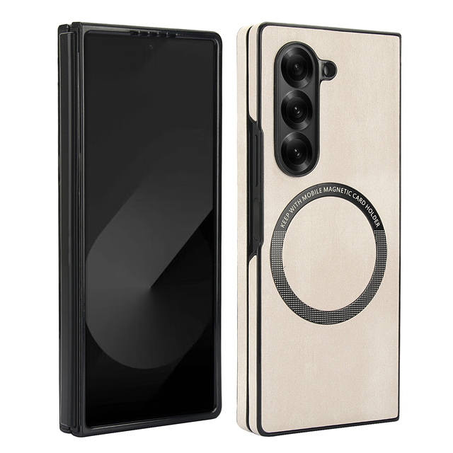 High Quality Slim PU Leather Magnetic Wireless Charging Phone Case for Z Fold 3/4/5/6 with Shockproof Protection