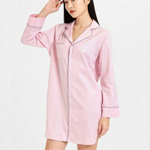 Huojoung stile personalizzato da donna design in tinta unita in cotone a manica lunga Plus Size <span class=keywords><strong>camicia</strong></span> abito da sera per le donne - Product Image 2