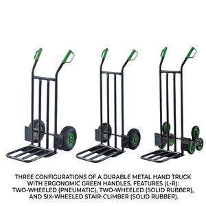Green Steel Hand Cart 2 Wheel <b>Platform</b> <b>Trolley</b> Durable Industrial Utility Dolly for Moving Warehouse Transport - Product Image 3