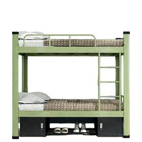 Lit superposé en métal avec armoire et bureau pour dortoir étudiant et chambre d'adolescent