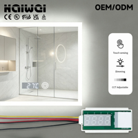AC110-240V DC12V 60W Sakelar Sentuh Tunggal 8mm Tampilan Waktu dan Suhu Peredupan CCT untuk Lampu Cermin Hotel LED