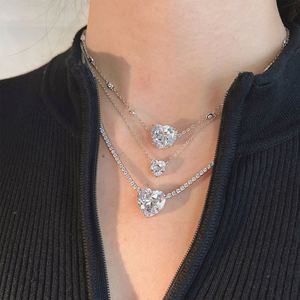 Collier pendentif en forme de cœur Dylam Sparkle Diamond Fine Fashion Jewelry pour femmes, argent S925, moissanite rose 5A 8A, zircone cubique - Product Image 1