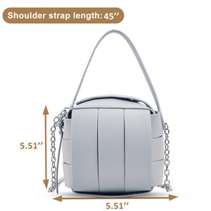 Borsa a secchiello mini multicolore in pelle PU da donna con <span class=keywords><strong>tracolla</strong></span> a catena, borsa a <span class=keywords><strong>tracolla</strong></span> dal design intrecciato unico - Product Image 3