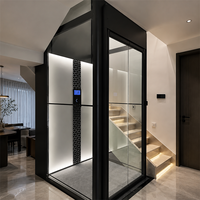 Ascenseur domestique sécurisé et stable de 300 kg avec cabine en verre, 3 étages, design moderne, ascenseur d'observation résidentiel