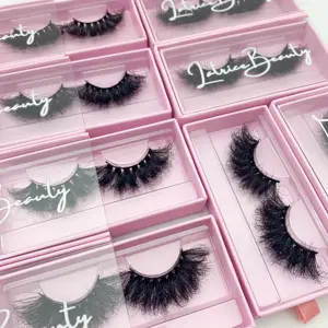 25mm Curly Lashes 5d Fluffy Nerz Wimpern Großhandel Vendor Custom Box mit Ihrem Logo Natural Full Strip Nerz Wimpern