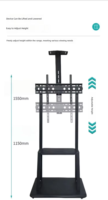 Chariot TV mobile sans perçage modèle 1700, 32-75 pouces, en acier laminé à froid, support roulant VESA 600x400, noir, chariot TV intelligent
