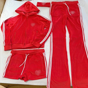 Ensemble de survêtement court <span class=keywords><strong>en</strong></span> velours 2 pièces pour <span class=keywords><strong>femme</strong></span>, veste à col montant, costume de soirée, ensemble de yoga, vêtements de détente, ensemble de vêtements pour <span class=keywords><strong>femme</strong></span> avec LOGO personnalisé - Product Image 2