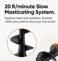 Juicer Masticating 750W untuk Pabrik, Juicer Cold Press Lambat dengan Lubang Masukan Ekstra Lebar