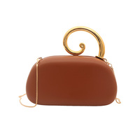 Tas Clutch Pegangan Atas Kulit PU untuk Wanita, Tas Mini Pegangan Spiral Modis, Tas Selempang Kasual Multi-warna, Tas Malam