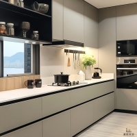 Meubles de cuisine modulaires modernes sur mesure, finition mélamine écologique, design multifonctionnel, armoire de cuisine modulaire de luxe rouge