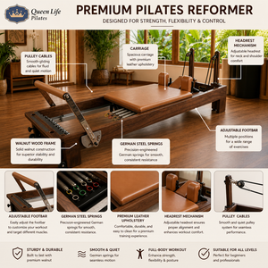 Equipo de Pilates Reformer de Madera de Nogal de Grado Comercial Queenlife, Juego de 5 Piezas, Paquete Completo para Estudio de <span class=keywords><strong>Yoga</strong></span> - Product Image 2