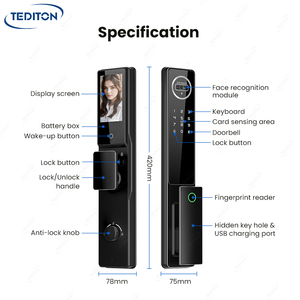 Tediton TTlock interkom Video motif telapak tangan, kunci Digital pengenalan wajah tanpa kunci kunci kunci keamanan dengan kamera - Product Image 6