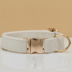 Luxury Adjustable PU Pet <strong>Cat</strong> <strong>Collar</strong> Gold <strong>Buckle</strong> Soft Durable Velvet Solid Pattern Dog <strong>Collar</strong> - Product Image 2