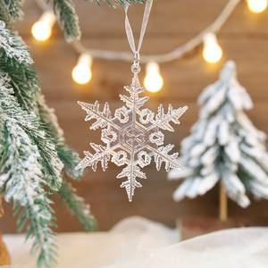 Adornos Navideños Colgantes de Acrílico Transparente con Forma de Copo de Nieve para Decoración de Árboles de Navidad, Artículos para Fiestas de Invierno y Año Nuevo - Product Image 4