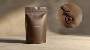 Kantong berdiri tas kopi kustom dengan ritsleting atas dan katup pilihan Logo kustom plastik kelas makanan - Product Image 3