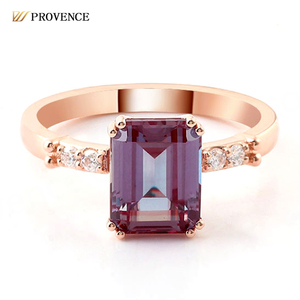 Bagues de luxe en or véritable 18 carats et 14 carats avec alexandrite de laboratoire, bague de mariage en or avec pierre précieuse de laboratoire pour femmes - Product Image 1