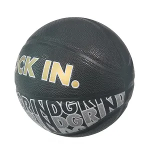 Custom Printed Black PU Composite Leather Training Indoor Basketball With Logo