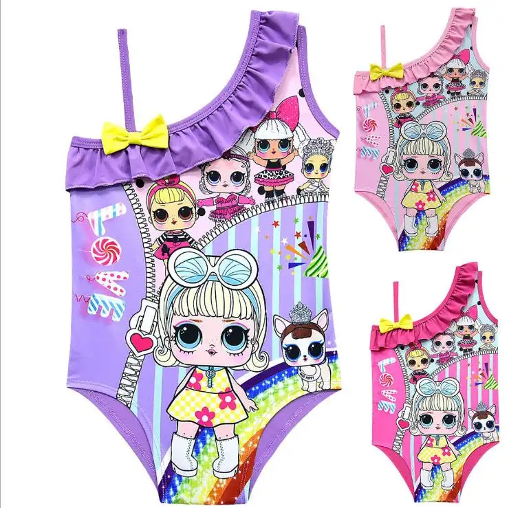 Bambini di Seta del Latte Costume Da Bagno di Un Pezzo Del Bambino Costume Da Bagno Carino Bambola Del Fumetto Delle Ragazze Usura di Nuoto