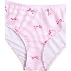 FOXA Conjunto de bikini triangular de 2 piezas para niña, traje de baño con estampado de lazo a rayas rosas, ropa de playa, tela elástica - Product Image 3