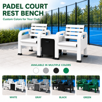Banc de repos pour terrain de padel extérieur, 2 places avec table de rangement, en alliage d'aluminium, résistant aux intempéries, pour centre sportif