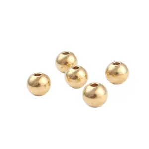 Wholesale round gold brass solid beads for jewelry making