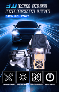 140W 6000K 3 pouces lentille facile à installer forte stabilité augmente la luminosité de l'éclairage de voiture d'origine 3 fois 4-5 voies largeur de la lumière - Product Image 4