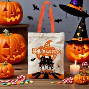 Customized Halloween Canvas Bagsfestival <b>Gift</b> Canvas Bagspumpkin Candy Bagscustomized Canvas Bags - Product Image 2