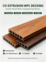 Planches de terrasse WPC co-extrudées circulaires creuses étanches de style traditionnel pour extérieur, marque OEM, avec échantillons gratuits