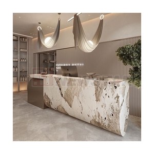Mueble de Recepción Comercial de Mármol Travertino Natural de Forma Irregular Personalizado de Diseño Moderno para Salón o Tienda - Product Image 5