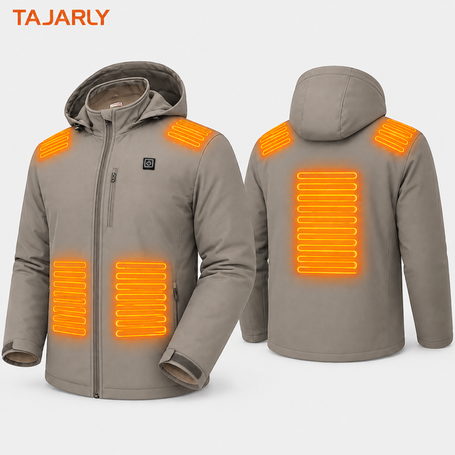 TAJARLY Heated Jacket with 15000mAh Power Bank, 7.4V USB Electric Heating Coat for Winter Commuting Hiking Camping Outdoor