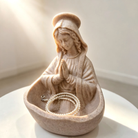 Figurine personnalisée en résine Polystone à texture grès, Vierge Marie priante, avec bol de rangement en résine, statue religieuse catholique, plateau de rangement