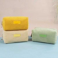 Sac de rangement doux et moelleux pour maquillage, trousse de toilette pour filles, pochette pour cosmétiques en velours côtelé avec logo personnalisé