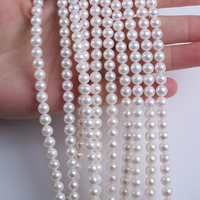 Perles rondes d'eau douce blanches de 6 à 7mm en gros de forme naturelle en vrac pour la fabrication de bijoux