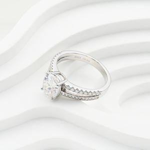 แหวนมอสซาไนต์ทรงรี 7*9 มม. แหวนเงินแท้ S925 แหวนมอสซาไนต์สำหรับหมั้นและสัญญา แหวนเพชร - Product Image 5