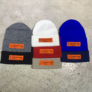 Beanie Cap <b>Knit</b> Custom Logo Ribbed Tag Embroidered Sequin Winter Knitting Beanies Knitted <b>Hats</b> - Product Image 1