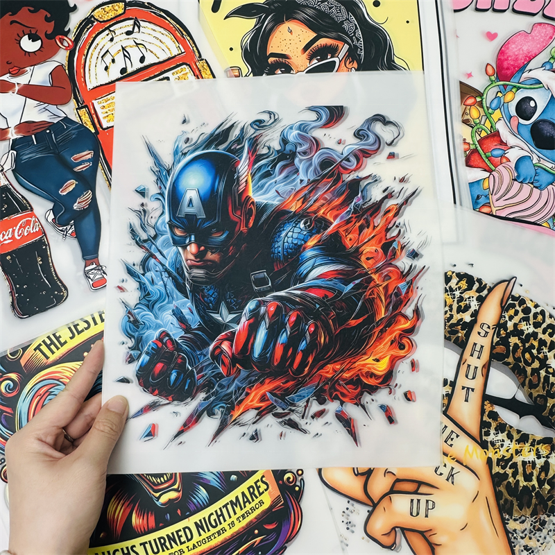 Factory Hot Selling Colorful Comic Heat Transfers with Transfer Printing with Custom t Shirt Stickers on Bags t Shirts