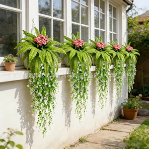 Bouquet de fougères artificielles suspendues Temu, plante verte en plastique pour décoration intérieure et extérieure - Product Image 2