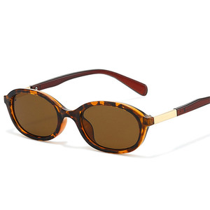 Logo Custom 2026 Retro Unisex Colorful <b>Leopard</b> <b>Print</b> Light Weight UV400 Full Rim Small Frame Oval <b>Sunglasses</b> - Product Image 1