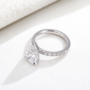Bague de mariage en or massif 18 carats avec diamant de laboratoire taille poire IGI 2CT 3CT, référence MSR-1429 - Product Image 3