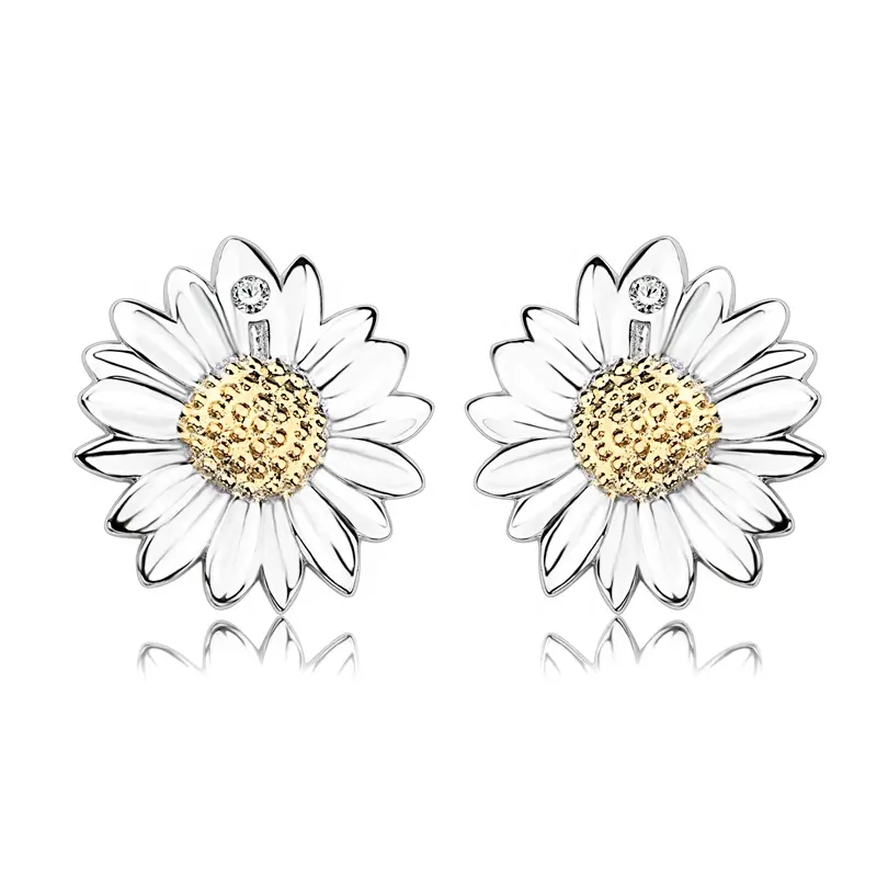 2020 trendy 925 sterling silver sunflower Daisy earrings stud for girls