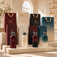 Ensemble de flacons de parfum en verre givré de luxe avec boîte cadeau en forme de livre et sac cadeau en papier, logo personnalisé, emballage de parfum vide