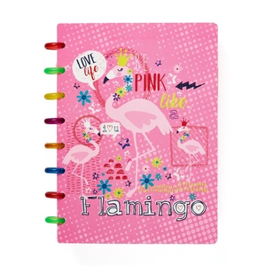 Quaderno/Diario A5 personalizzato con copertina colorata in PP, stampa fenicotteri, rilegatura ad anelli, fogli mobili <span class=keywords><strong>a</strong></span> fori <span class=keywords><strong>a</strong></span> fungo, simpatico regalo - Product Image 5