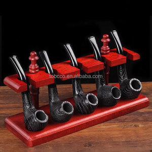 New Design Wholesale Long Red Wood Smoking Pipe Holder Wooden Briar <strong>Tobacco</strong> Smoking Pipe Stand <strong>in</strong> Stock - Product Image 1