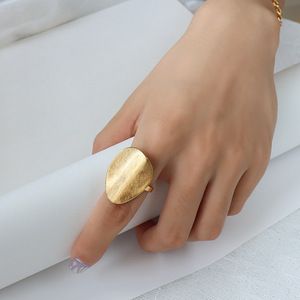 Two Tone Gold <b>Silver</b> Organic Flat Wide Face Stainless Steel <b>Ring</b> - Product Image 2