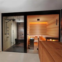 Kompor Sauna Kayu Solid Listrik Tradisional Finlandia untuk Rumah, Sauna Kering Dalam Ruangan dengan Kombinasi Shower Uap Batu