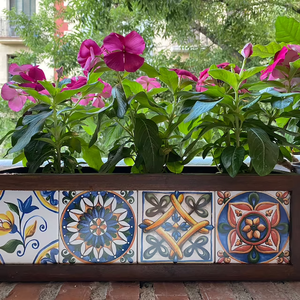 Maceta de Madera en Oferta con Azulejo Mexicano, Jardinera para Interiores y Exteriores, Decoración para el Hogar y el Jardín - Product Image 5
